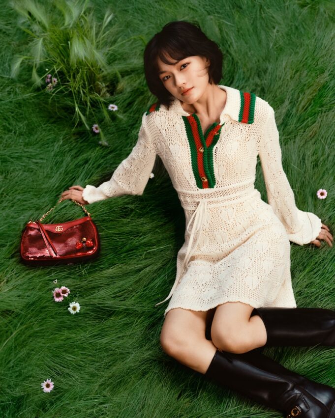 Gucci An Ode to Love 2023: Wen Qi Poses Outdoors