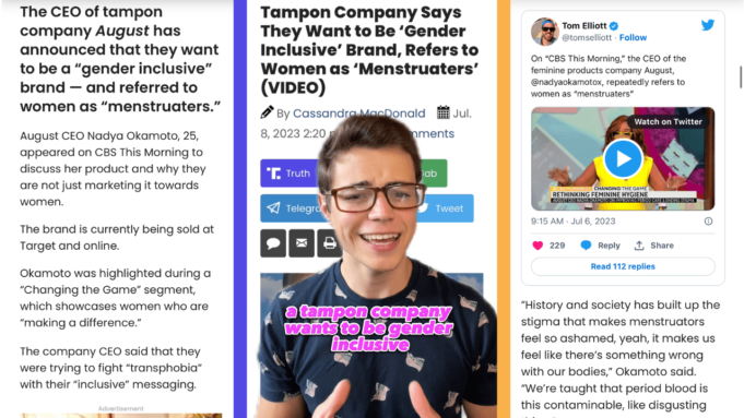 TGP Reacts: Gender Inclusive Tampons?! Woke Brand Calls Women “Menstruaters” | The Gateway Pundit | by Victor Nieves