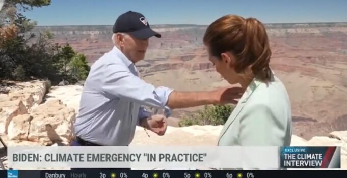 Pervert Joe Biden Gets Distracted During Interview, Brushes Bug Off Reporter’s Chest (VIDEO) | The Gateway Pundit