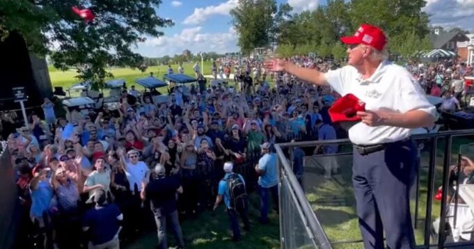 “USA! USA! USA!” – Trump Throws MAGA Hats Into Crowd at His Bedminster Golf Course (VIDEO) | The Gateway Pundit