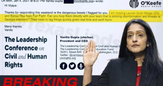 O’Keefe: Biden’s No. 3 DOJ Pick Demanded Twitter Censor Project Veritas’s Undercover Reporting on Illegal Voter Registration in Fulton County | The Gateway Pundit