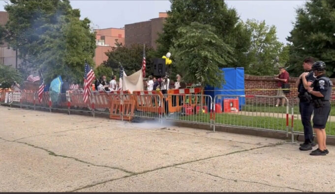 Pro-Trump Protest Outside Of The 1/6 Jail Literally Goes Up In Smoke