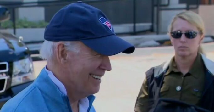 Biden Can’t Hold Back His Laughter When Asked About Trump’s Mugshot