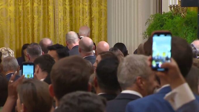 Joe Biden Slowly Sneaks Out the Side Door to Avoid Taking Questions From Reporters (VIDEO) | The Gateway Pundit