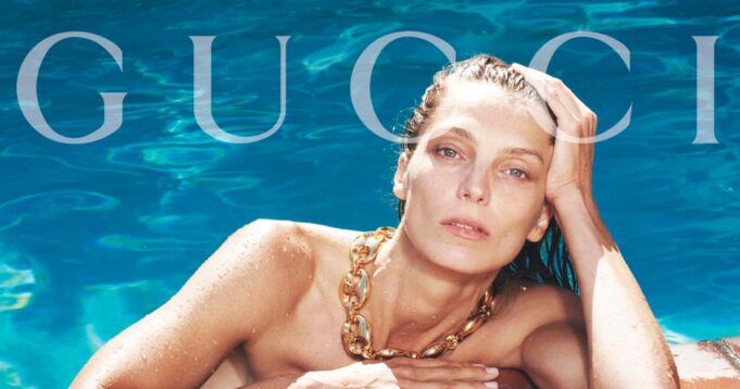 Daria Werbowy Returns in Gucci Marina Chain Jewelry Ad