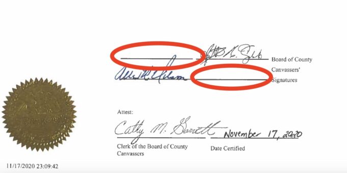 WOW! NEWLY OBTAINED Evidence Shows Key Signatures Are MISSING on Wayne County’s 2020 General Election Certification | The Gateway Pundit