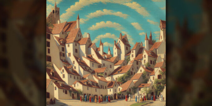 Funky AI-generated spiraling medieval village captivates social media