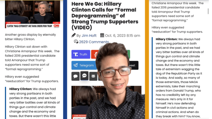 Victor Reacts: Hillary Clinton Calls For Trump Supporters to Be “Deprogrammed” (VIDEO) | The Gateway Pundit