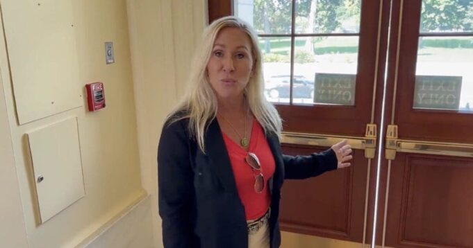 Marjorie Taylor Greene Exposes Bowman’s Idiocy: Did a Walkthrough On How Easy It is to Exit Cannon Building With No Fire Alarm Needed (VIDEO) | The Gateway Pundit