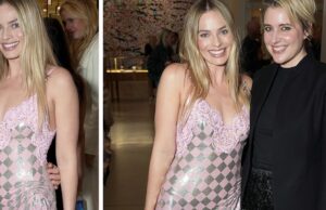 Margot Robbie Shines in Versace Dress at Barbie Book Launch