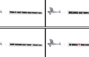 Democrats Are Flying Anti-Trump-Vance Banners Over Battleground State College Football Games