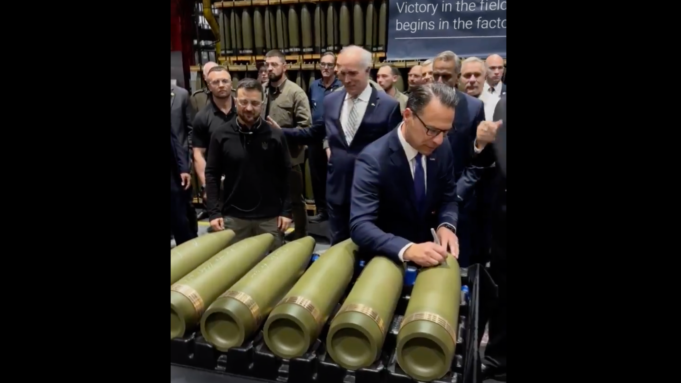 Ukrainian President Zelensky Openly Campaigns for Dems in Battleground State, Harris Surrogate PA Governor Josh Shapiro Joins Him to Sign Bombs | The Gateway Pundit