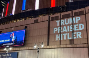 DESPERATION! MSNBC Chyron Compares Trump’s New York Event to Nazi Rally – While DNC Projects ‘Trump Praised Hitler’ Outside | The Gateway Pundit