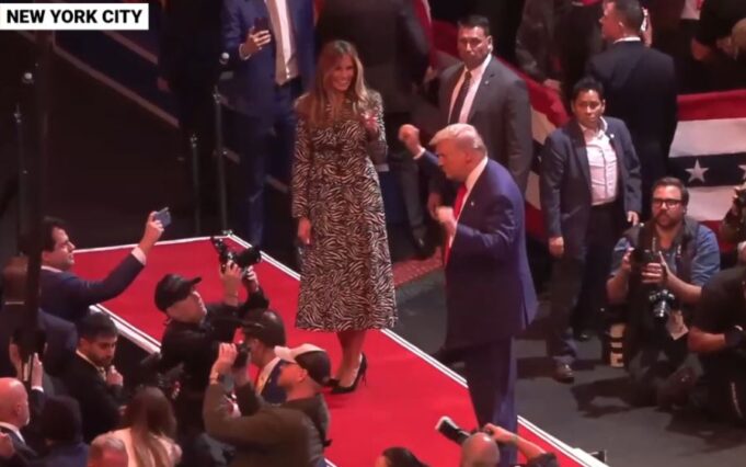 ADORABLE! Melania Trump Laughs and Points as Donald Trump Starts Dancing on Stage to Village People at Madison Square Garden (VIDEO) | The Gateway Pundit