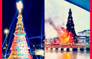 THE ROAD TO DAMASCUS: Huge Christmas Tree Set Ablaze by Islamic Extremists in Syria – Christians Flock to the Street in Protest, Erect a Cross in Its Stead! (VIDEOS) | The Gateway Pundit