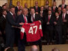 WATCH: Stanley Cup Winning Florida Panthers Welcomed to White House – President Trump Gifted With “45-47” Jersey and Hockey Stick | The Gateway Pundit