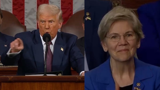 EPIC! President Trump Calls Out Warmonger Elizabeth “Pocahontas” Warren During Speech – Then Warren Claps for 20 More Seconds (VIDEO) | The Gateway Pundit