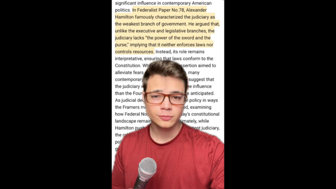 Victor Reacts: Federalist No. 78 Called the Judiciary the Weakest Branch — What Happened?(VIDEO) | The Gateway Pundit