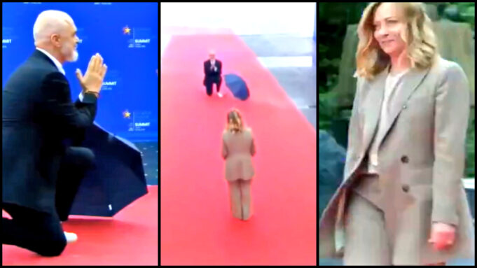 IS THIS LOVE?: Albanian PM Rama Goes Down on One Knee AGAIN to Welcome Italy’s Meloni to the European Political Community Summit (VIDEOS) | The Gateway Pundit