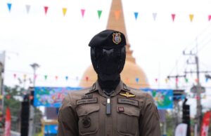 The AI Police Cyborg 1.0, a surveillance robot that promises “security” in Thailand but looks like masked Orwellian control.