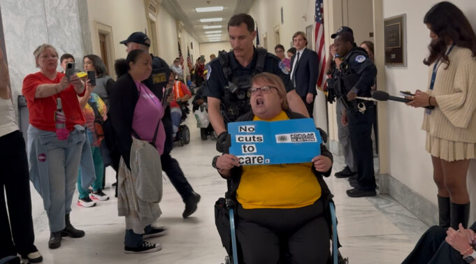 “THIS IS THE HOLOCAUST ALL OVER AGAIN” — Disabled Protester with Soros-Backed Group Screams “They Want to Kill The Disabled” as She is Arrested for Obstructing House Hearing | The Gateway Pundit