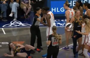 Caitlin Clark Is Gouged in the Eye and Shoved to the Ground Once Again — Teammate Sophie Cunningham Later Responds By Slamming Jacy Sheldon to the Floor | The Gateway Pundit