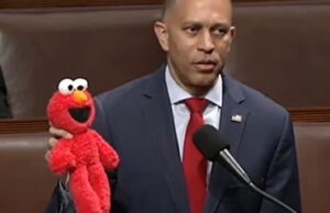 BEYOND PARODY: Hakeem Jeffries Holds Up Elmo Doll on House Floor to Protest Cuts to PBS (VIDEO) | The Gateway Pundit