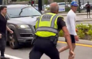 WATCH: Loud-Mouthed Leftist Punk Gets WRECKED By Policeman After Blocking Traffic and Attacking Law-Abiding Civilian Outside TPUSA Event in Florida | The Gateway Pundit