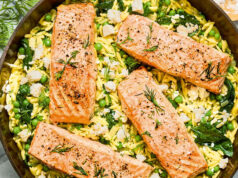 This RD’s Go-To Lemony Salmon Orzo Recipe Has 34 Grams Of Protein
